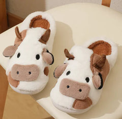 Home Cow Fur Cotton Slippers