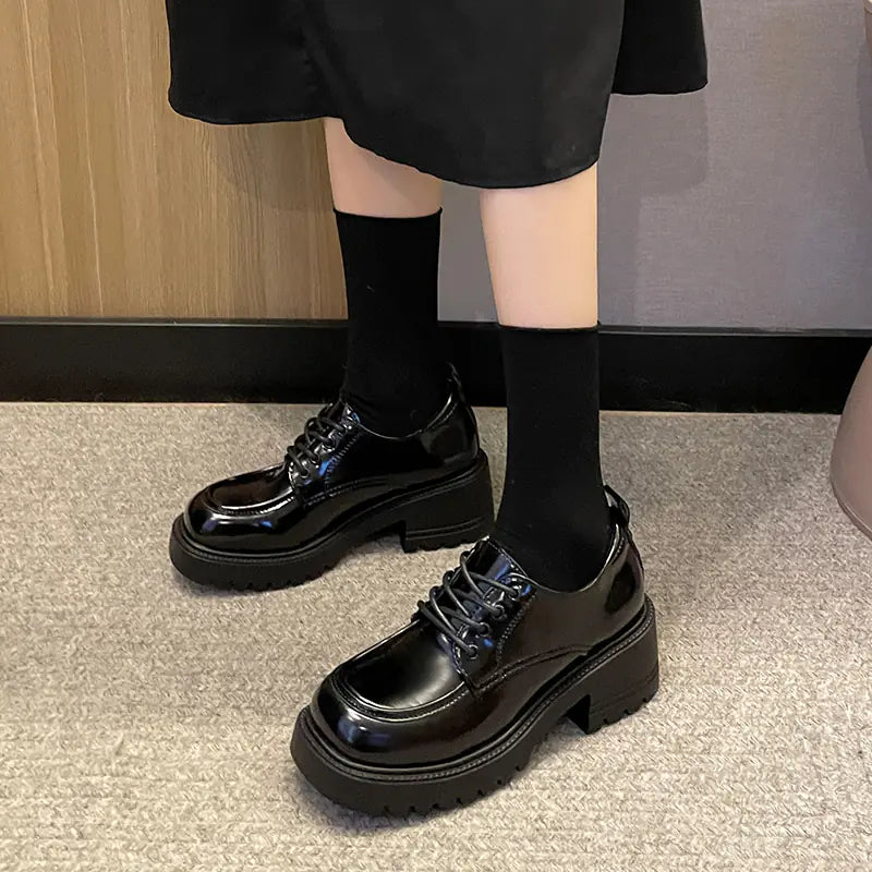 Modern Checkerboard Patent Leather Oxfords