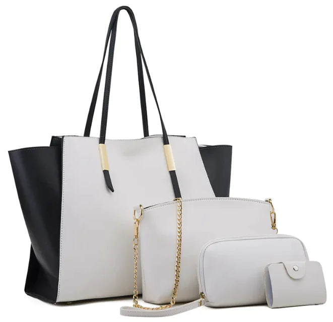 Luxe4 Women's 4-Piece Leather Bag Set