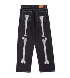 Men's Dark Skeleton Printed Jeans
