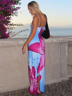 Floral Spaghetti Strap Maxi Dress β Slim Fit Summer Dress