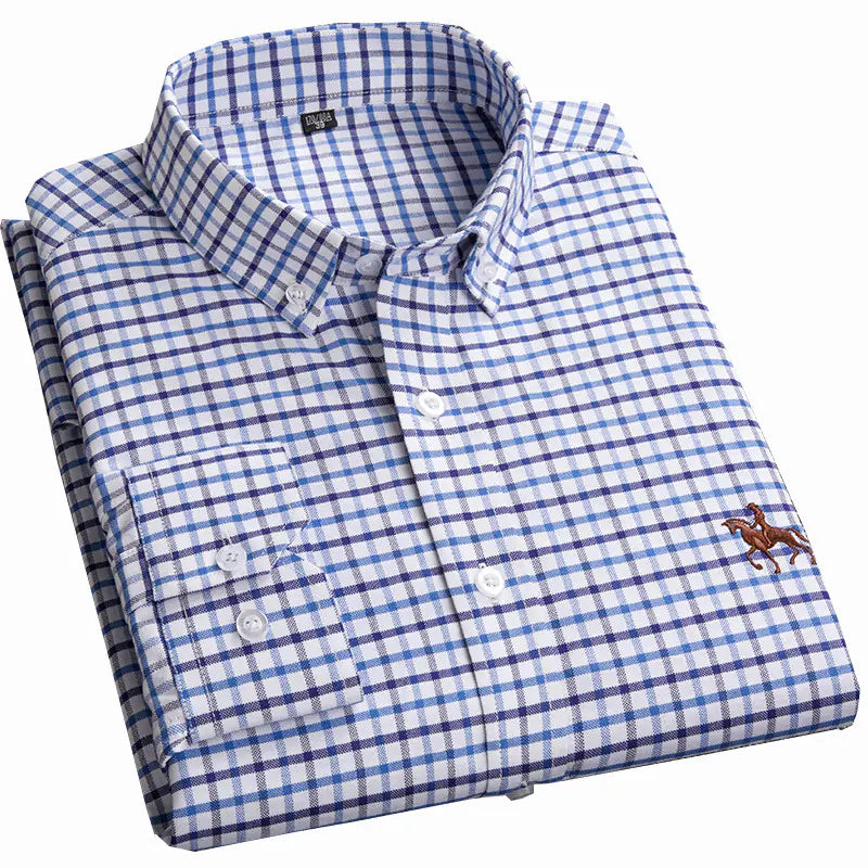 Men’s Long-Sleeve Oxford Shirt – 100% Cotton Formal Shirt