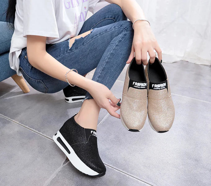 Round Toe Solid Color Casual Women's Platform Shoes