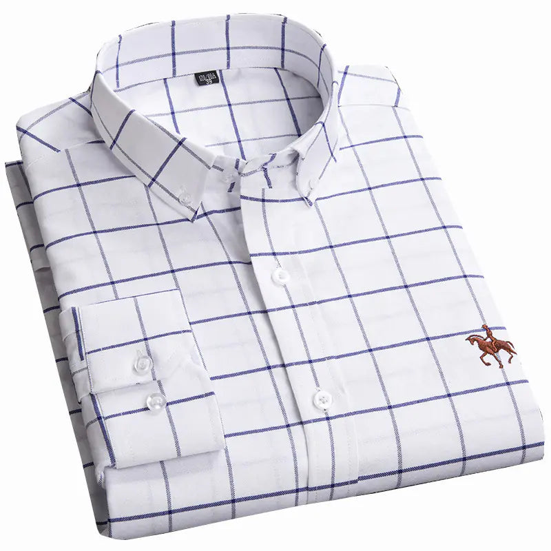 Men’s Long-Sleeve Oxford Shirt – 100% Cotton Formal Shirt