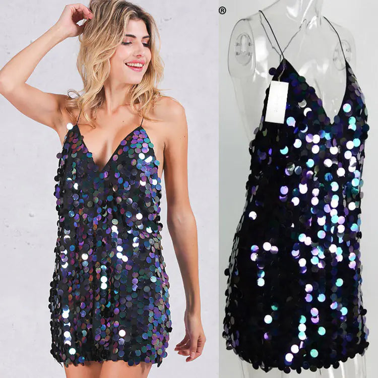 Sequin Backless Dress for Women