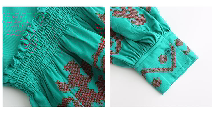 Embroidered V-Neck Boho Dress β Long Sleeve Cotton Beachwear