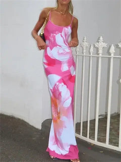 Floral Spaghetti Strap Maxi Dress β Slim Fit Summer Dress