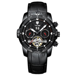 Luxury Water-Resistant Men’s Watch – Automatic Skeleton Dial & Genuine Leather Strap