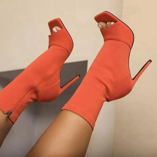 Fashion Solid Color Stiletto Low Top Women's Boots