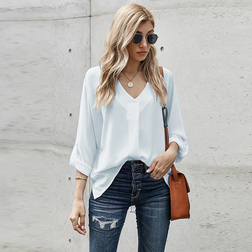 Loose V-Neck Blouse