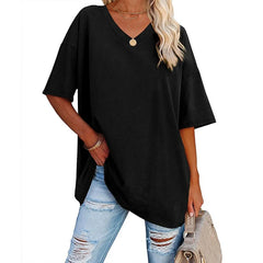 Loose Short-sleeved V-neck T-shirt