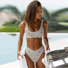 Printed Bikini High Waist Swimsuit