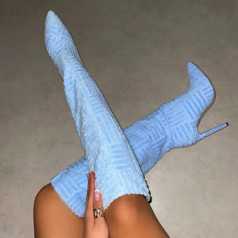 High Tube Heels Boots with Texture