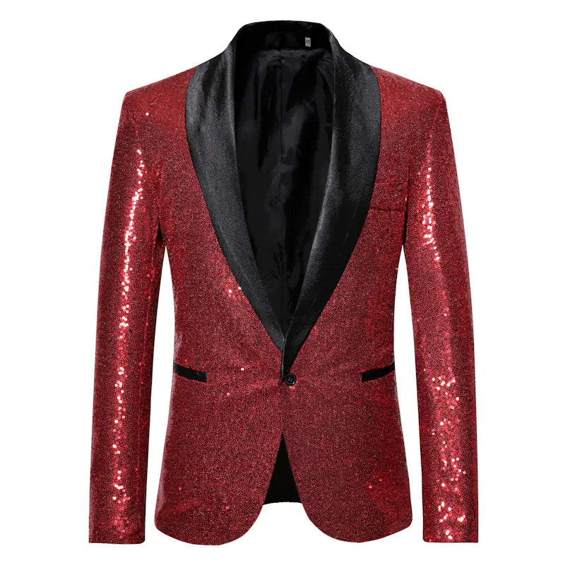 Men's Solid Color Sequin Show Suit Jacket