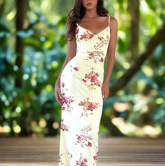 Floral Spaghetti Strap Bodycon Maxi Dress – Women’s Summer Sleeveless Elegant Gown