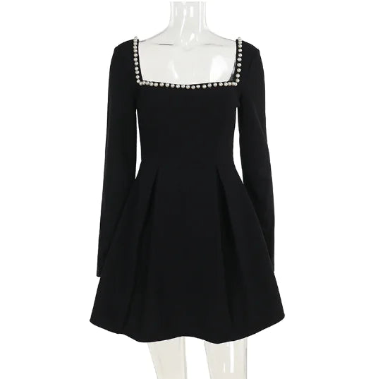 Jane Dress with Pearl Square Neck
