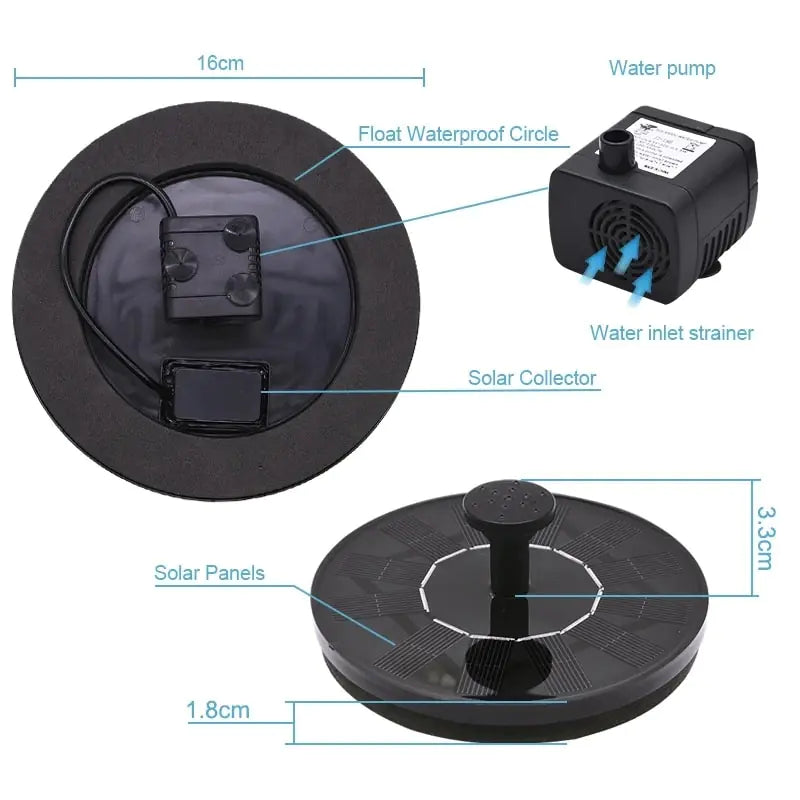 Mini Solar Water Fountain Pool Pond Garden Decoration