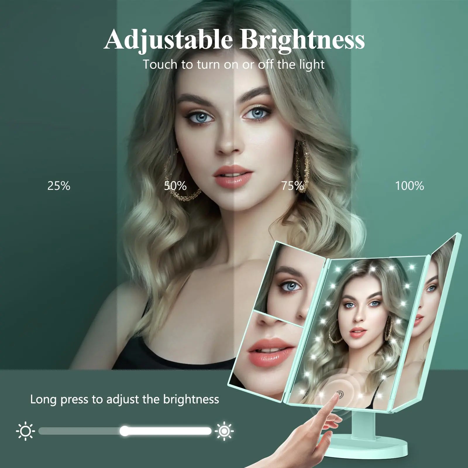 Makeup Lighted Mirror, 2X 3X 10X Magnification