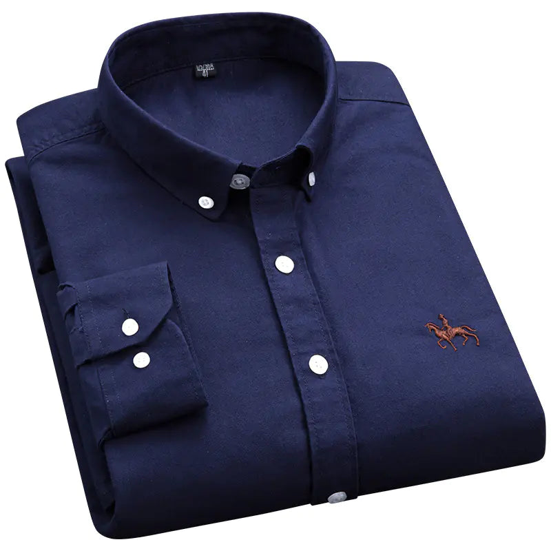 Men’s Long-Sleeve Oxford Shirt – 100% Cotton Formal Shirt