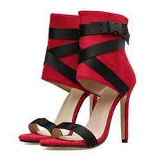 Sexy High Heeled Slingback Sandals with Cross Strap