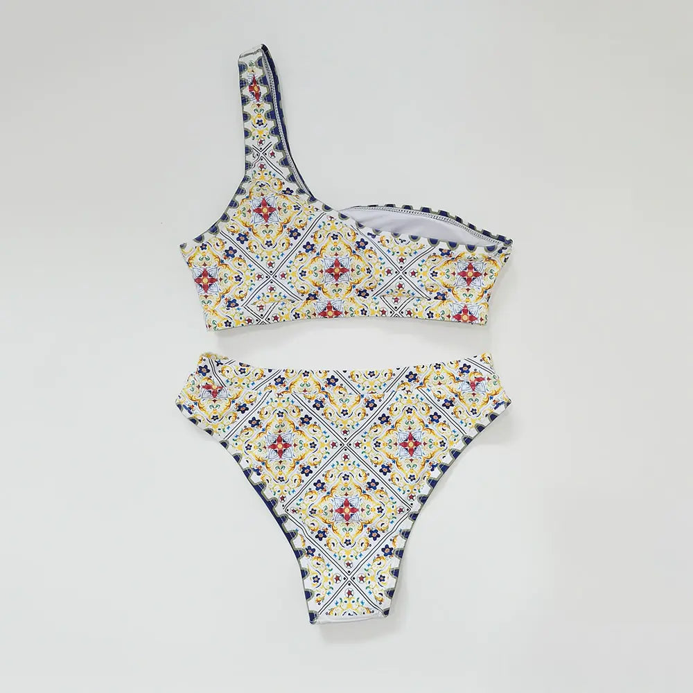 Printed Bikini High Waist Swimsuit