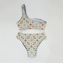 Printed Bikini High Waist Swimsuit