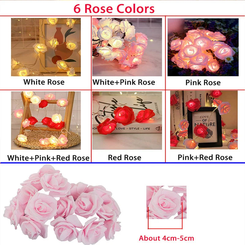 LED Rose Flower Fairy Lights for Decoration