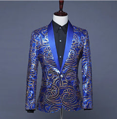 Sequin Blazer with Shawl Lapel for Nightclub Events