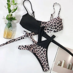 Leopard and Snake Print High Waist Bikini