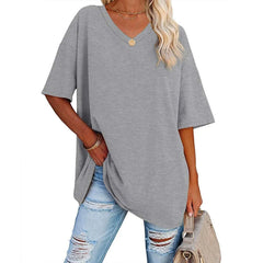 Loose Short-sleeved V-neck T-shirt
