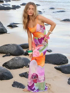 Floral Spaghetti Strap Maxi Dress β Slim Fit Summer Dress