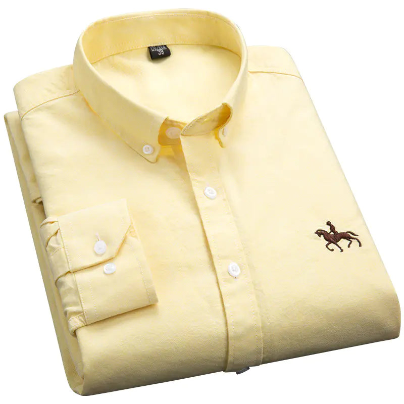Men’s Long-Sleeve Oxford Shirt – 100% Cotton Formal Shirt