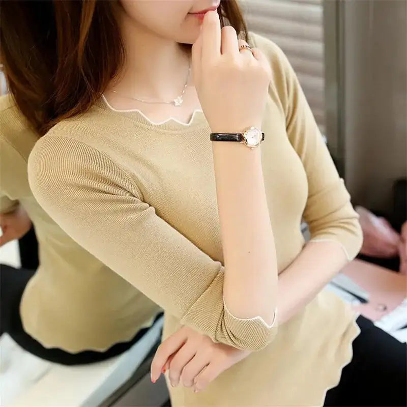 Long-Sleeved Sweater Slim Shirt