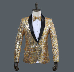 Sequin Blazer with Shawl Lapel for Nightclub Events
