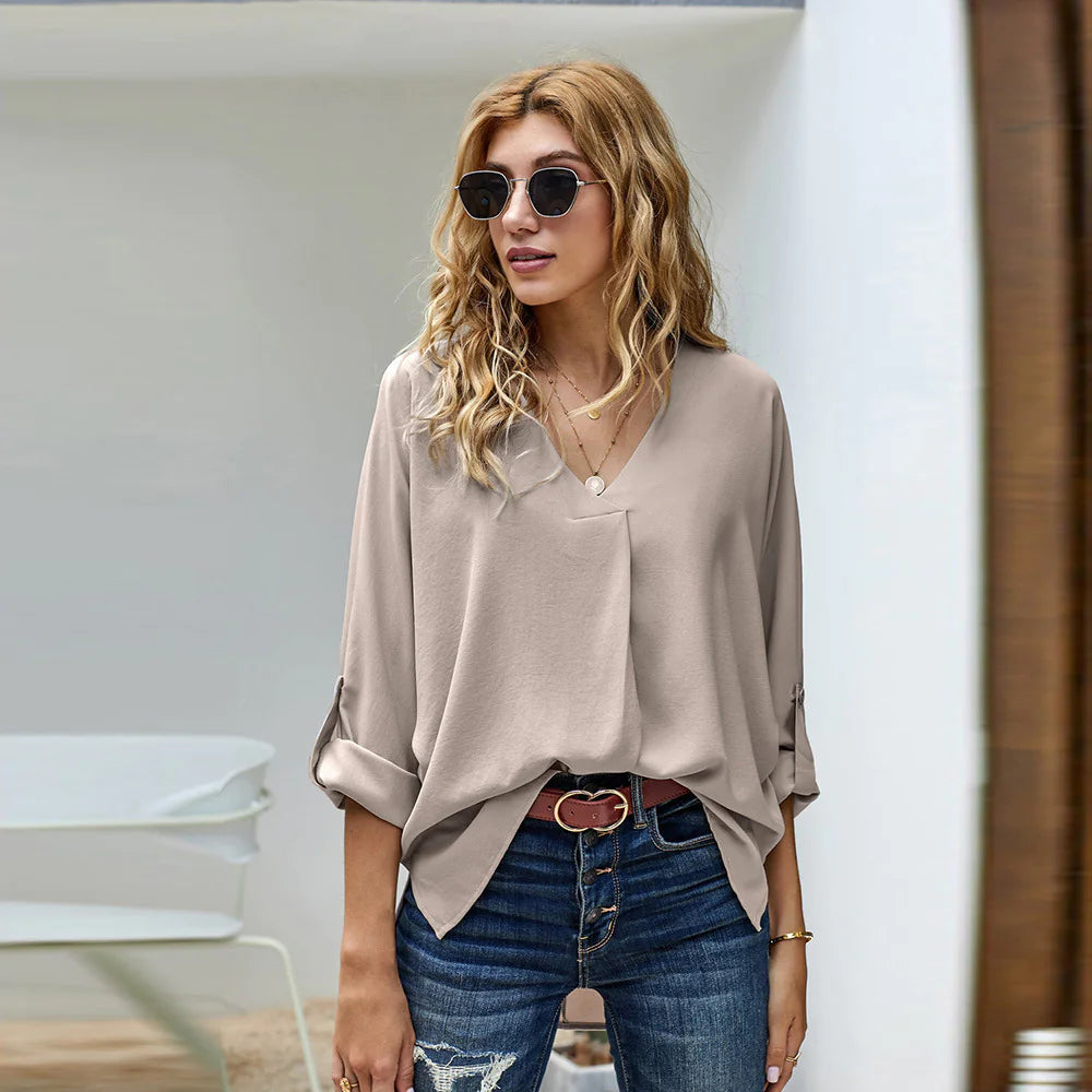 Loose V-Neck Blouse
