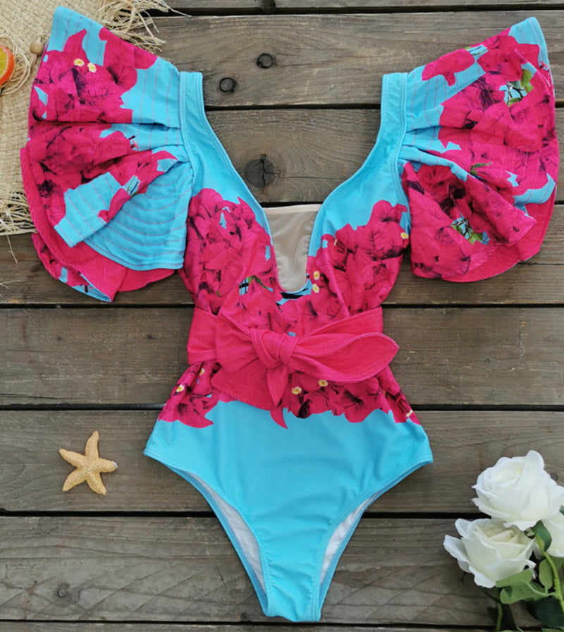 Maribel Pink & Blue Swimsuit – Santorini One-Piece Elegance