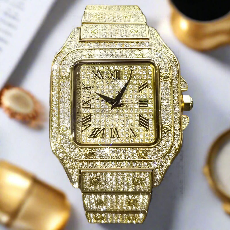Swiss Geneva Diamond Watch – Stainless Steel Quartz Luxury Timepiece