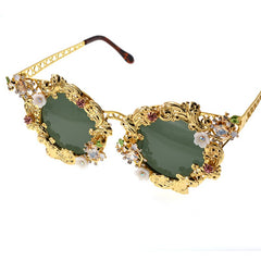 Handmade Rhinestone Cat Eye Sunglasses