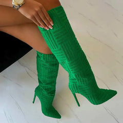 High Tube Heels Boots with Texture