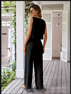 Sleeveless Vest Wide-Leg Suit