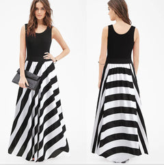 Bold Striped Maxi Dress – Black & White Casual Sleeveless Dress