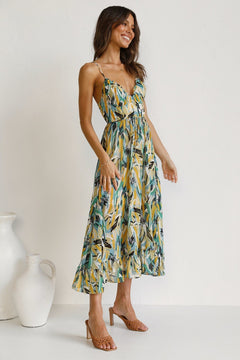 Colorful Midi Dress with Ruffle Hem – Summer Chic 🌞🌿