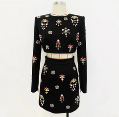Rhinestone Embellished Two-Piece Set - Unique and Elegant