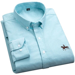 Men’s Long-Sleeve Oxford Shirt – 100% Cotton Formal Shirt