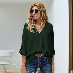 Loose V-Neck Blouse