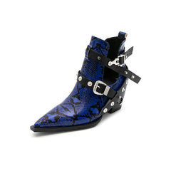 Short Pointed Toe Western Ankle Boots, 5CM Heels