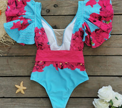 Maribel Pink & Blue Swimsuit – Santorini One-Piece Elegance
