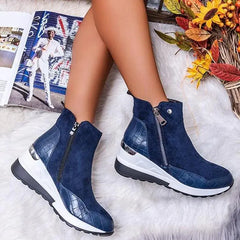 Mid Heel Low Sleeve Fashion Boots with Side Zipper