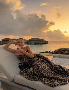 Leopard Print Maxi Dress – V-Neck Spaghetti Strap Silhouette