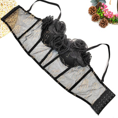 Floral Embroidered Sheer Tulle Corset Top – Romantic Mesh Bralette with 3D Roses